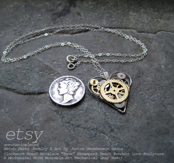 corazon steampunk recycled art